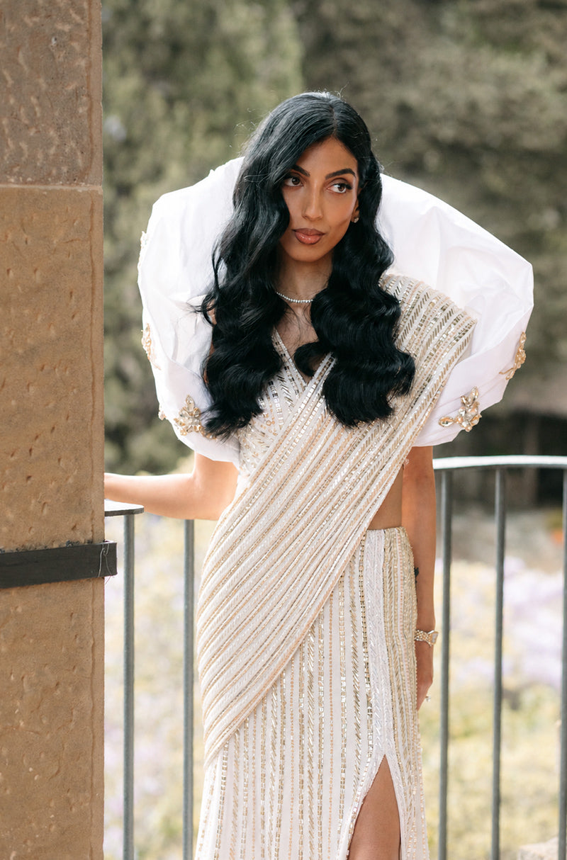 Bride: Damini Arora in our Ivory Taban Embroidered Skirt Set