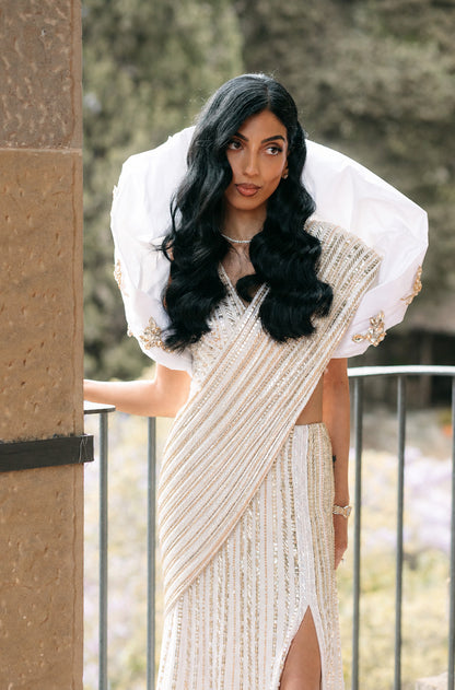 Bride: Damini Arora in our Ivory Taban Embroidered Skirt Set