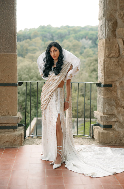 Bride: Damini Arora in our Ivory Taban Embroidered Skirt Set