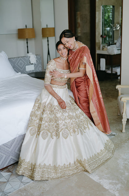 Bride: Deepa Dhore in our Ivory & Gold Embroidered Lehenga Set