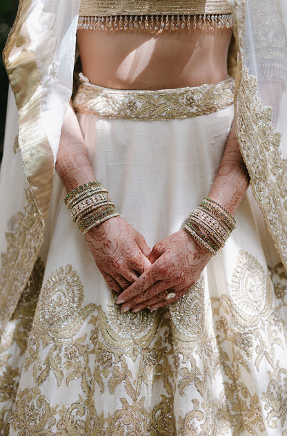 Bride: Deepa Dhore in our Ivory & Gold Embroidered Lehenga Set
