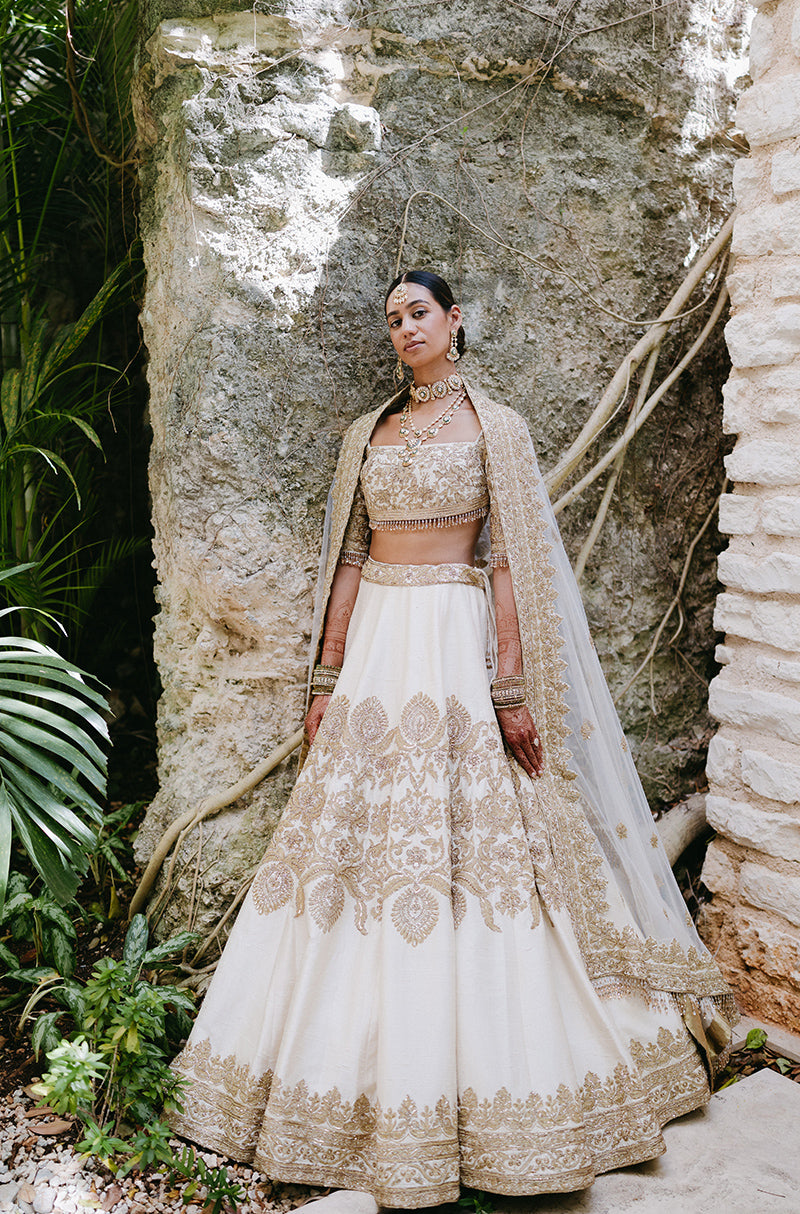 Bride: Deepa Dhore in our Ivory & Gold Embroidered Lehenga Set