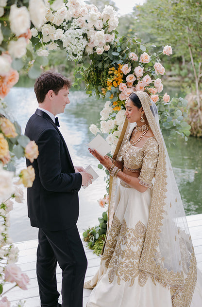 Bride: Deepa Dhore in our Ivory & Gold Embroidered Lehenga Set