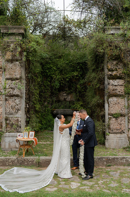 Bride: Aparna LaLonde in our White Embroidered Saree Set