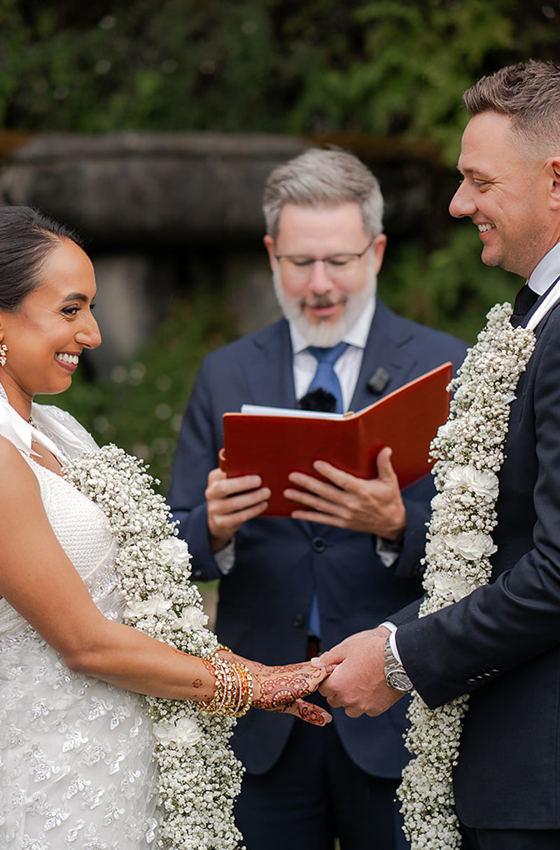 Bride: Aparna LaLonde in our White Embroidered Saree Set