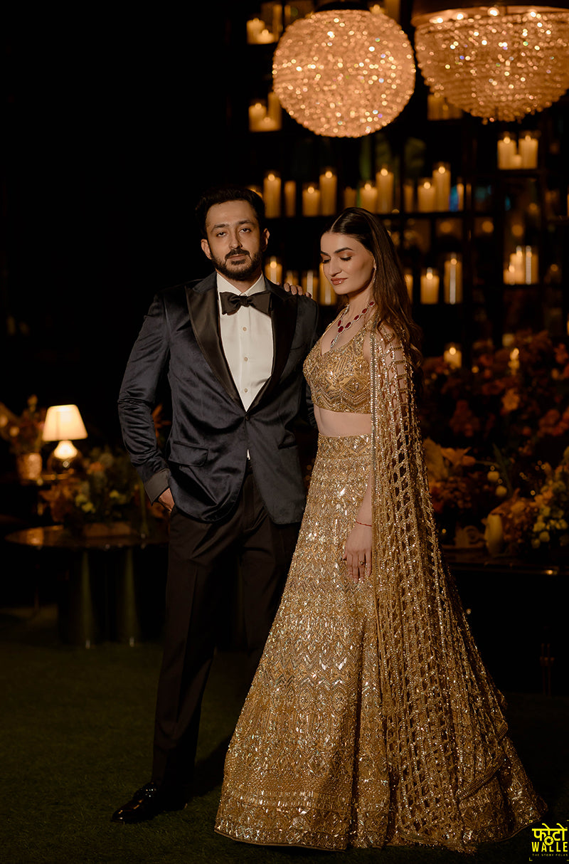 Bride: Mehr Chopra in our Gold Embroidered Lehenga Set