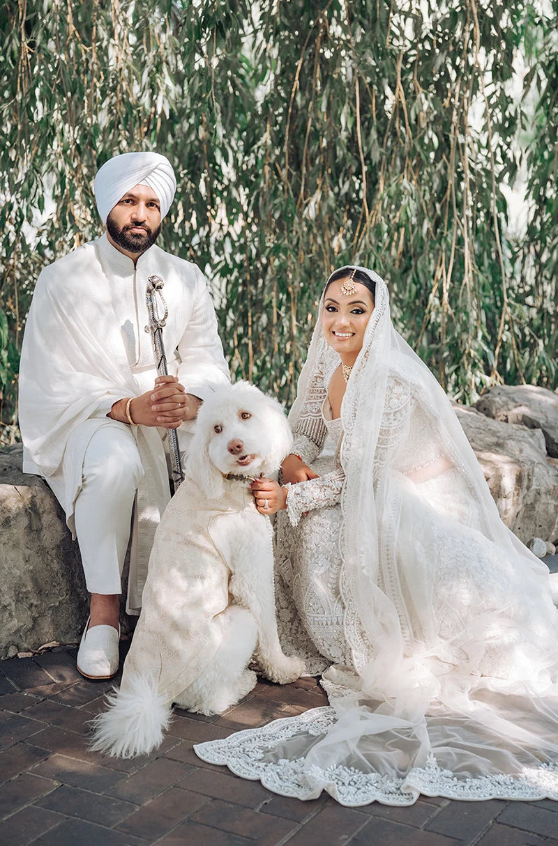 Bride: Jasman Dhaliwal in our Ivory Embroidered Lehenga Set