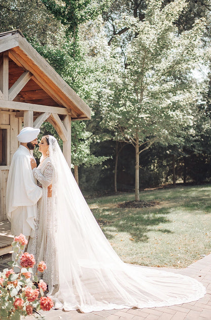 Bride: Jasman Dhaliwal in our Ivory Embroidered Lehenga Set
