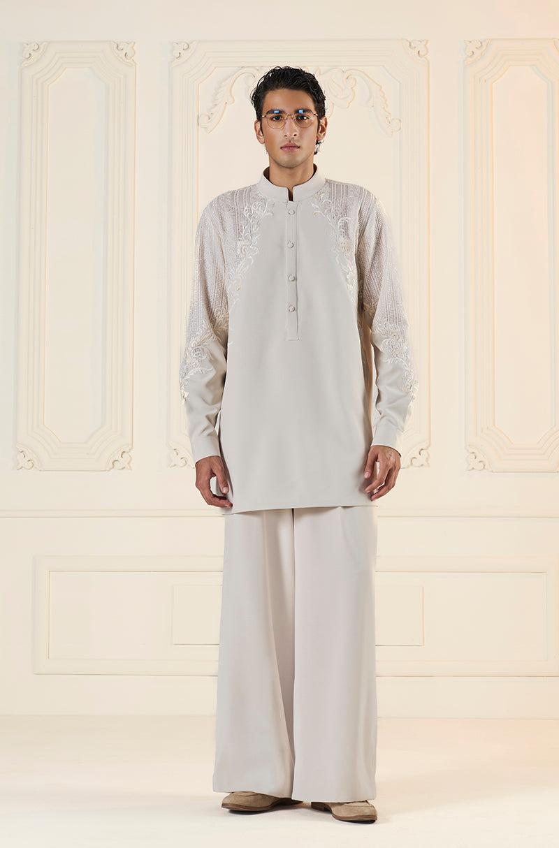 Grey Geometric Kurta Set