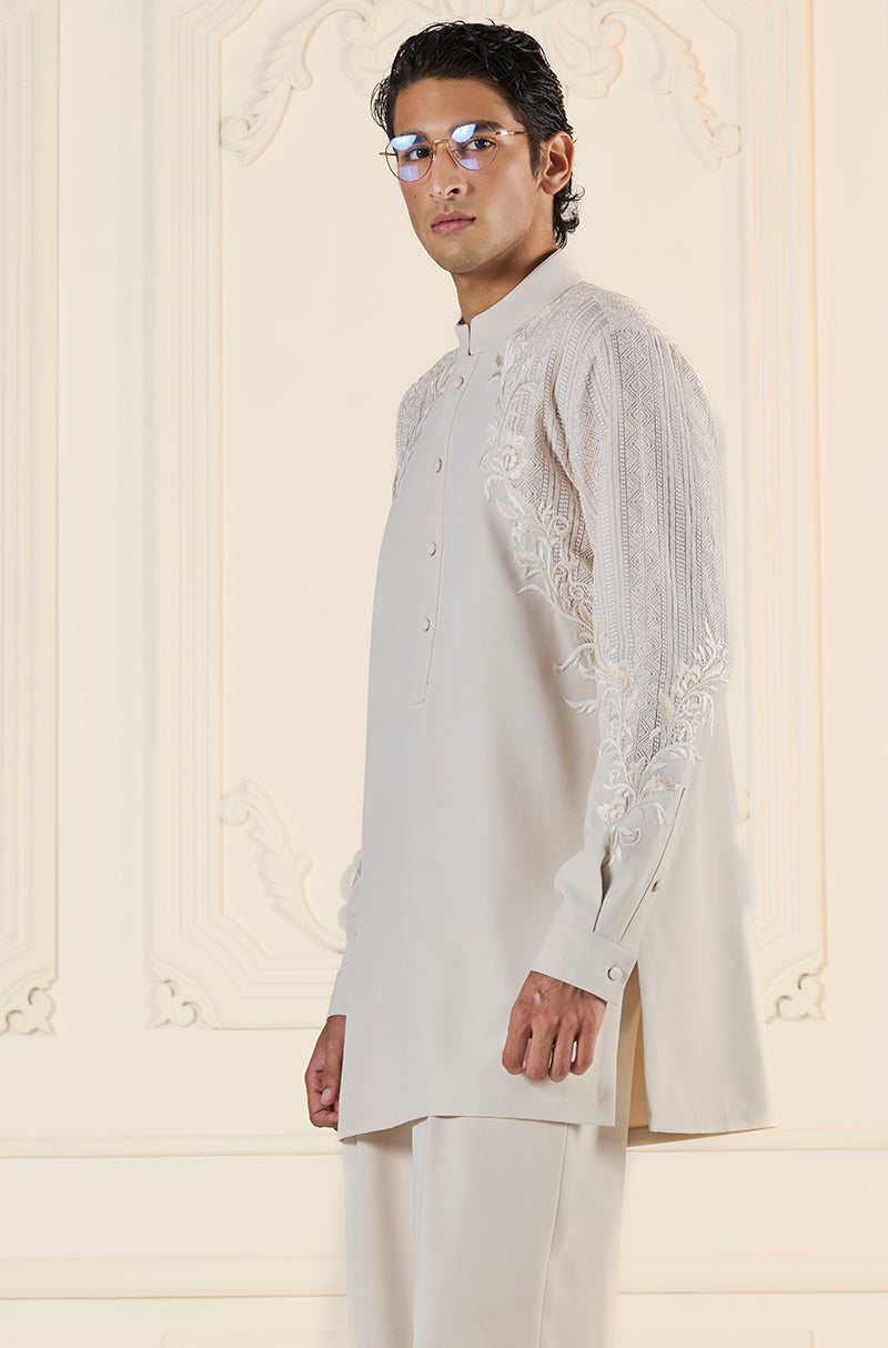 Grey Geometric Kurta Set
