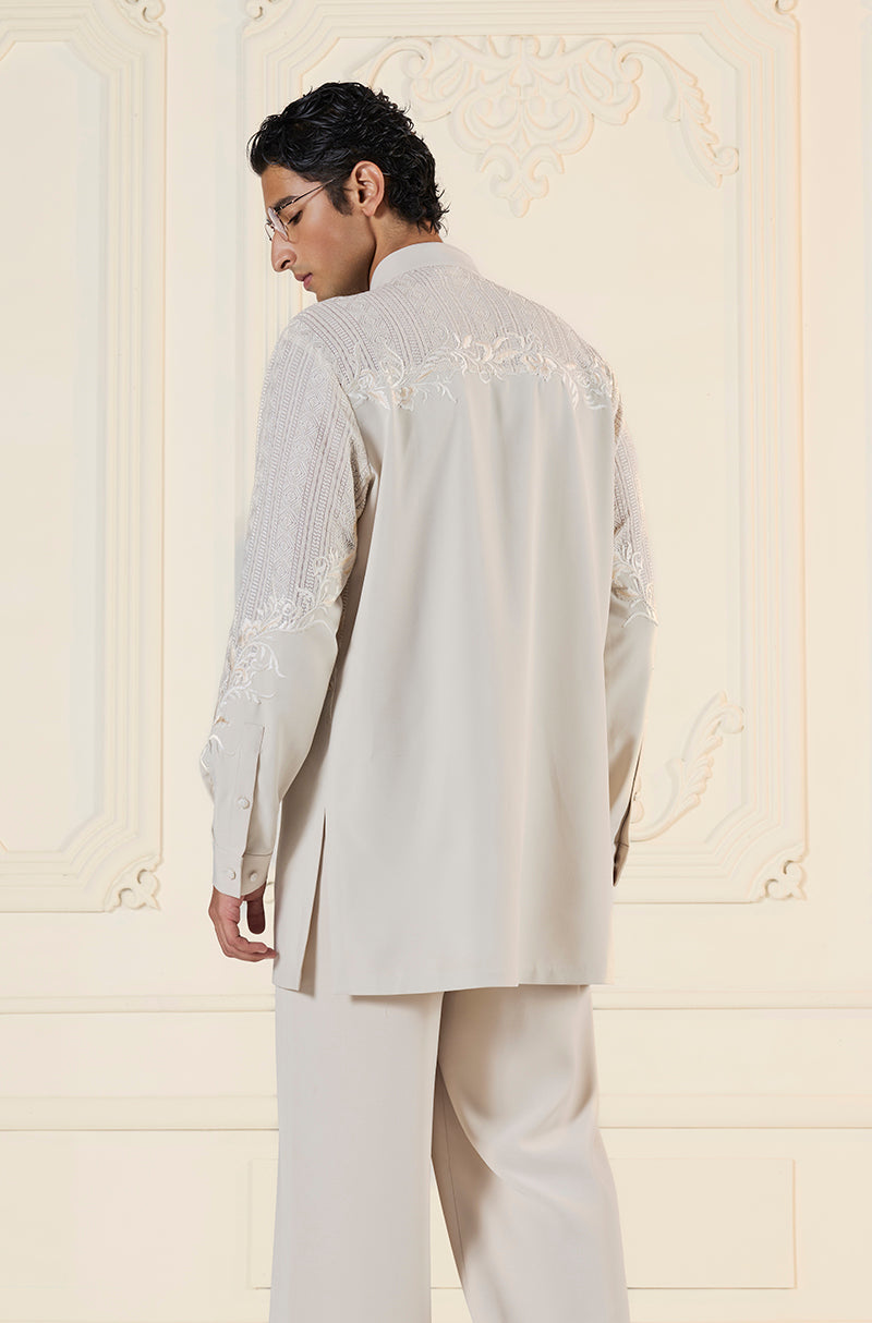 Grey Geometric Kurta Set
