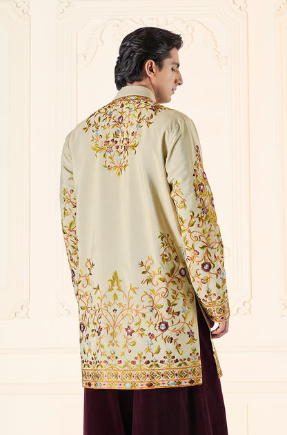 Light Green Floral Threadwork Kurta Set