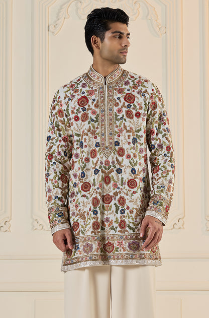 Ivory Multi Thread Embroidered Kurta