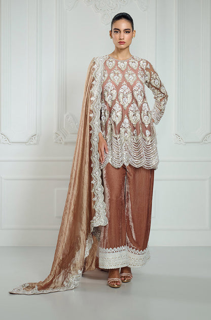 Biscuit Gold Kashmiri Embroidered Short Kurta Set