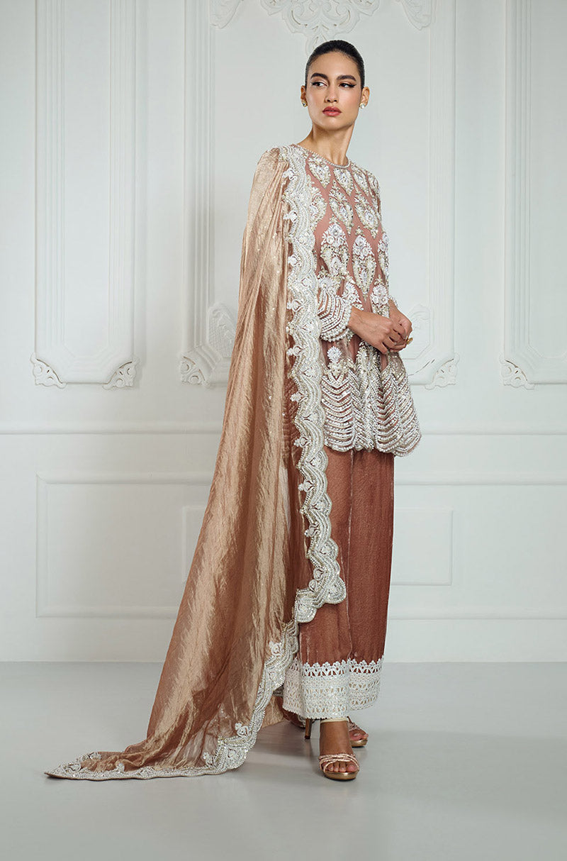 Biscuit Gold Kashmiri Embroidered Short Kurta Set