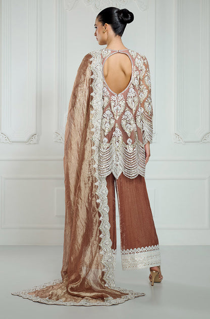 Biscuit Gold Kashmiri Embroidered Short Kurta Set