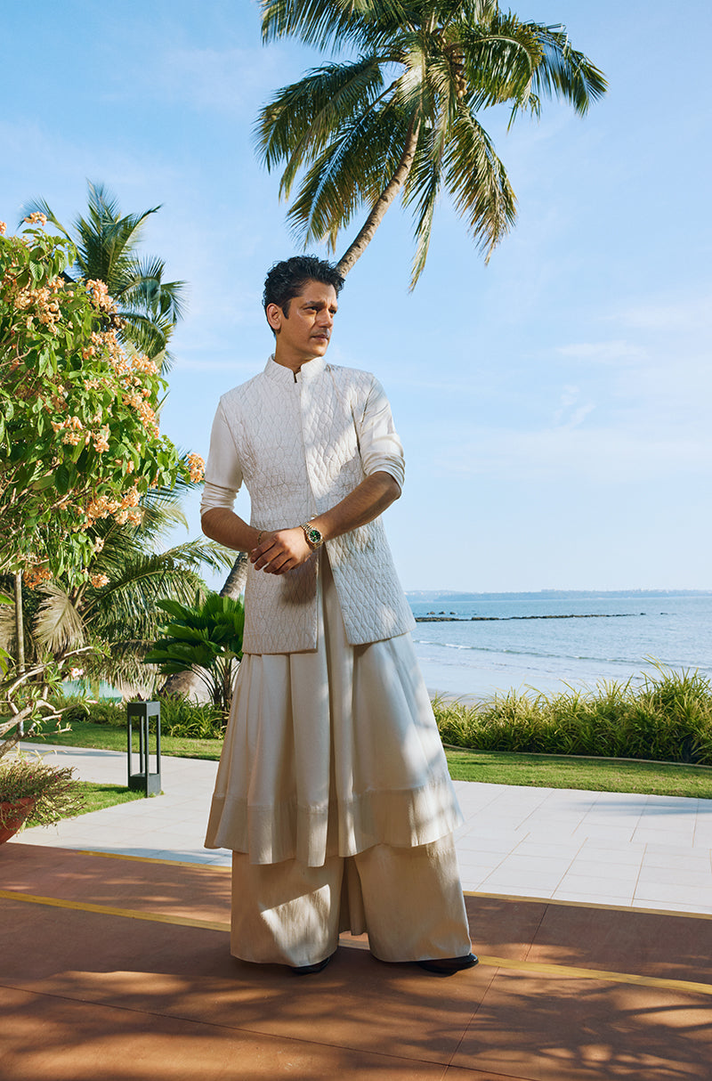 Vijay Varma in our Ivory Quilted Bundi Set