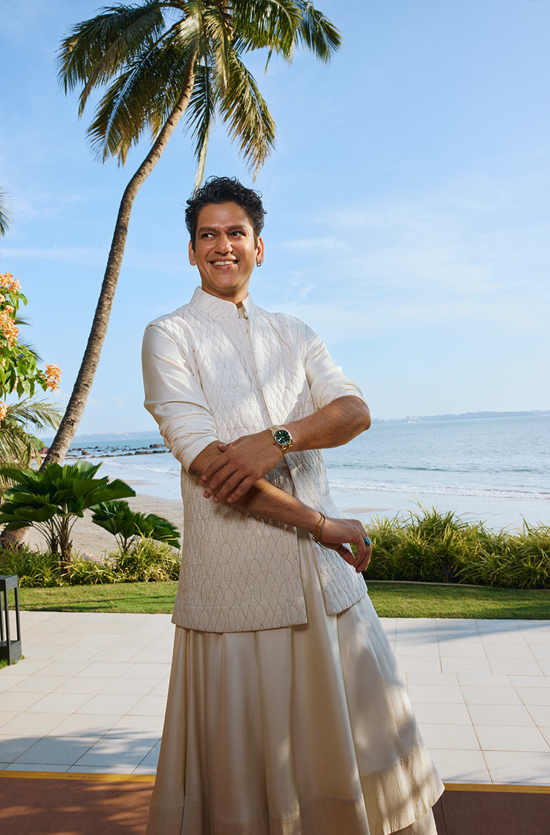 Vijay Varma in our Ivory Quilted Bundi Set