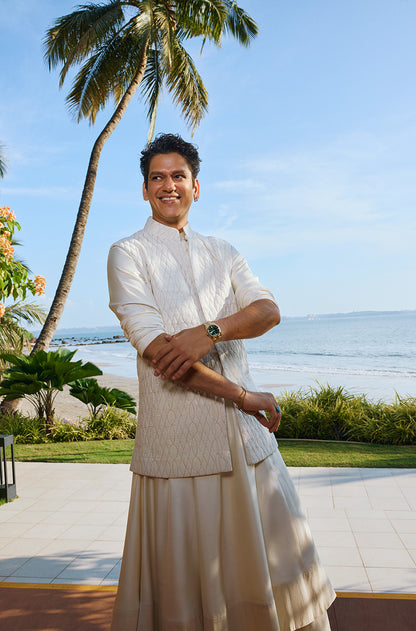 Vijay Varma in our Ivory Quilted Bundi Set