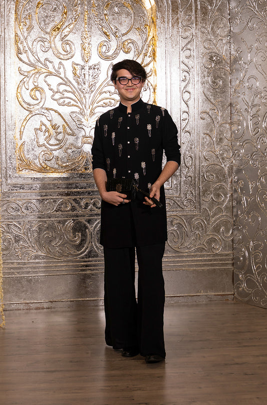 Sufi Motiwala in our Black Embellished Kurta Set