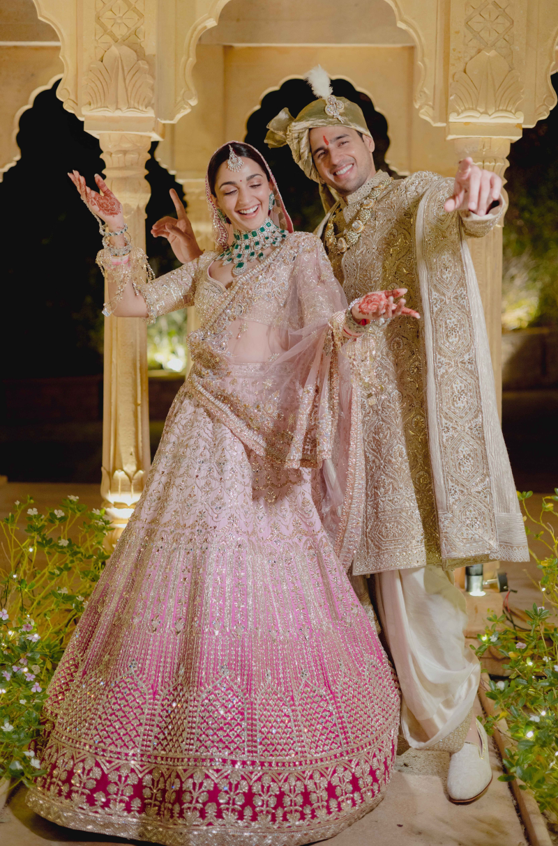 Bride: Kiara & Groom: Sidharth in our Bespoke Ensemble for Wedding