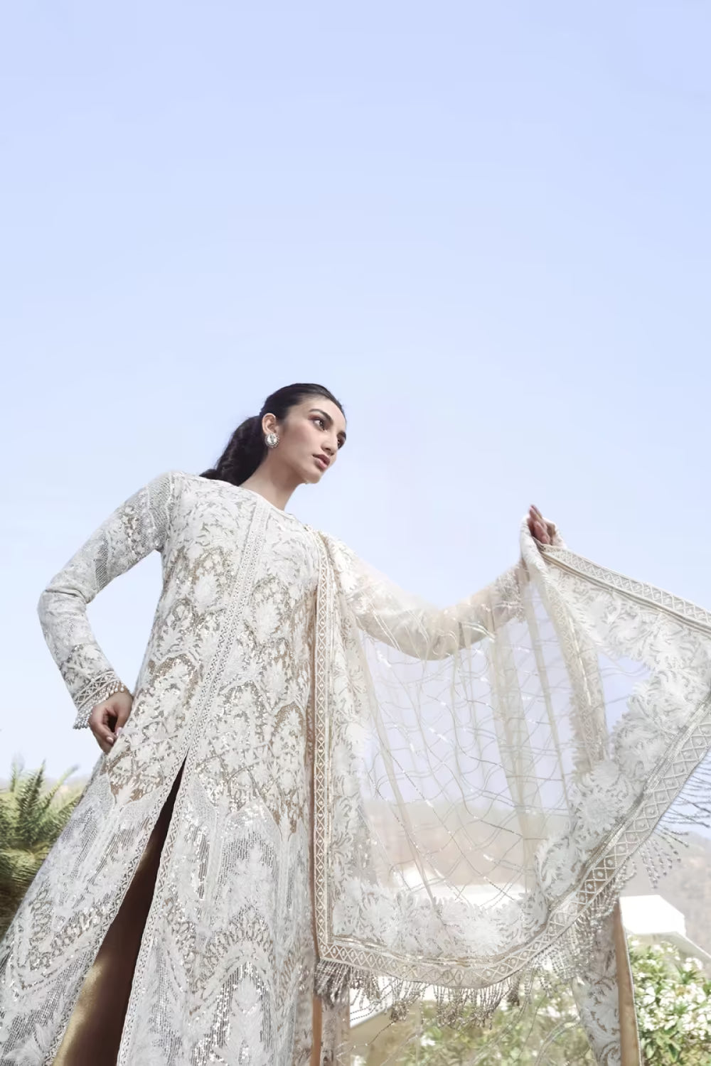 Kashmiri Beige Kalidar set