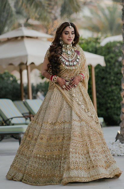 Bride: Akshita Arora in our Gold Embroidered Lehenga Set