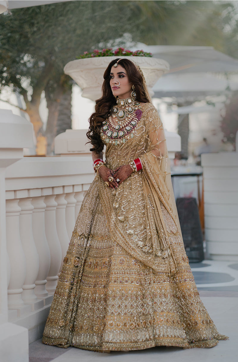 Bride: Akshita Arora in our Gold Embroidered Lehenga Set