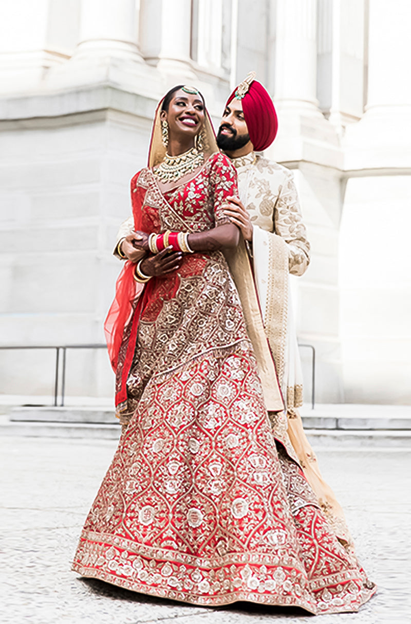 Bride: Vanessa Stay Aulak wearing our Red Zardosi Lehenga Set