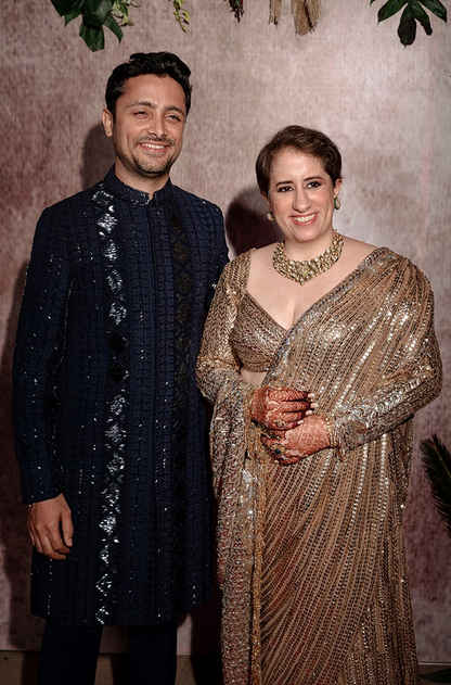 Bride: Guneet Monga & Groom: Sunny Kapoor In Our Signature Sequin Ensemble