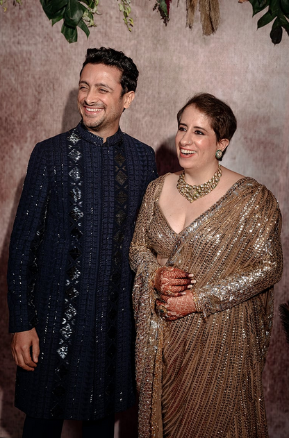 Bride: Guneet Monga & Groom: Sunny Kapoor In Our Signature Sequin Ensemble