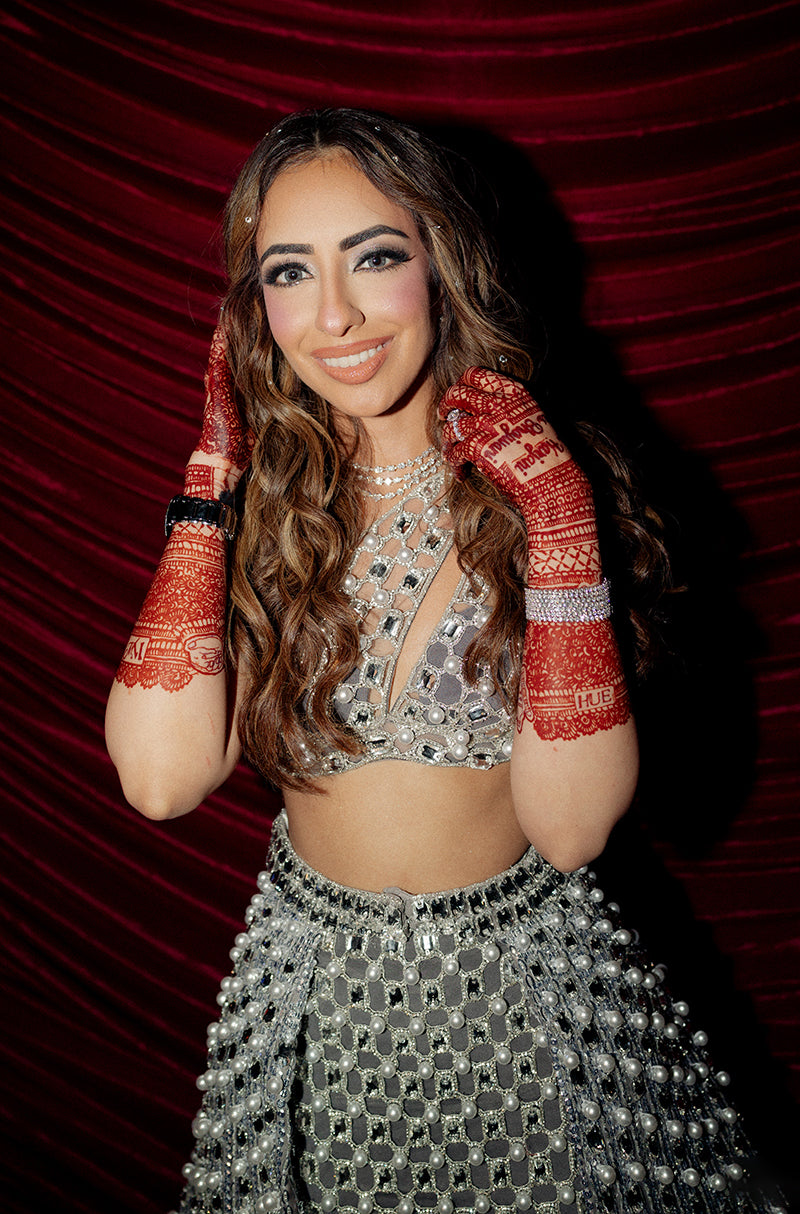 Bride: Maleikah in our Silver Embroidered Lehenga Set