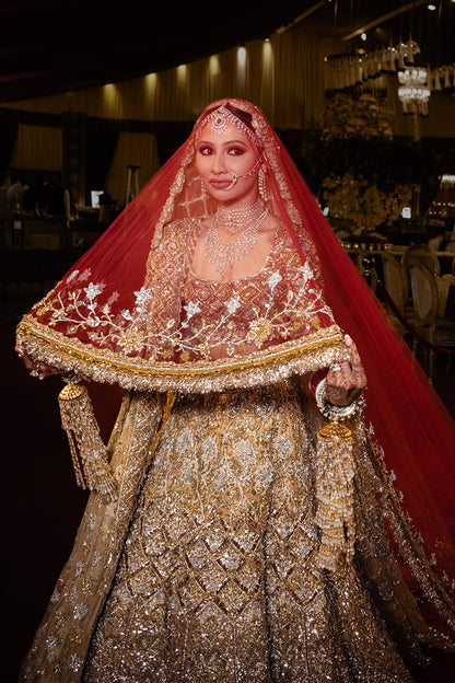 Bride: Sanya Madan in our Handcrafted Gold Lehenga Set