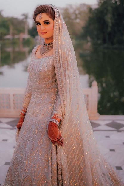 Bride: Mirha Fahad Malik in our Raw Silk Lehenga