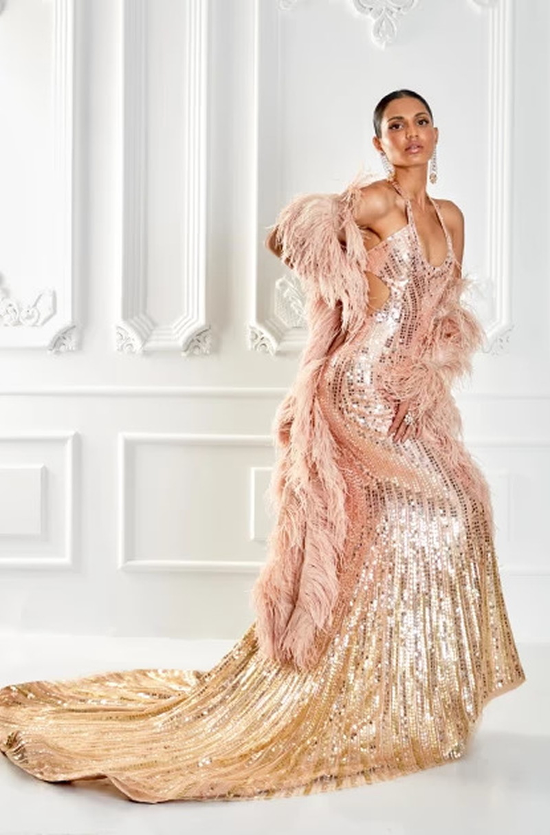 Blush Gold Ombre Sequin Gown