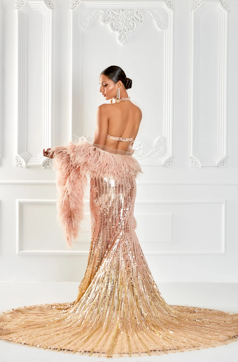 Blush Gold Ombre Sequin Gown