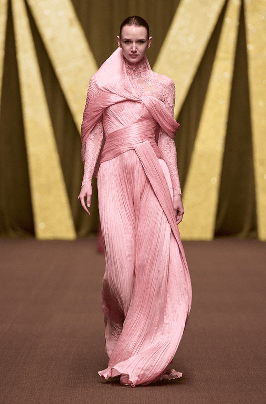 Pink Pleat Drape Gown