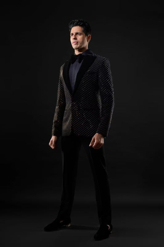 Sidharth Malhotra in our Black Embellished Blazer Set