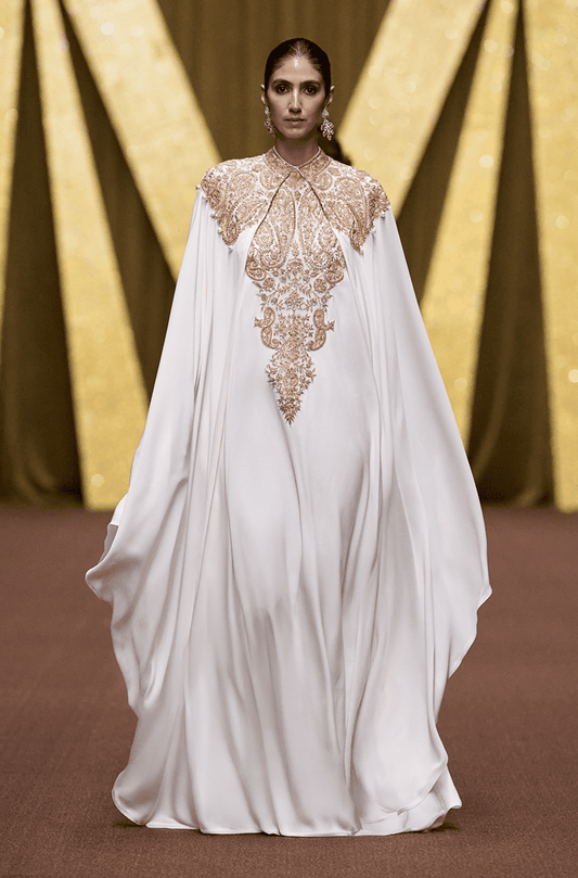 Ivory & Gold Paisley Marori Embroidered Kaftan