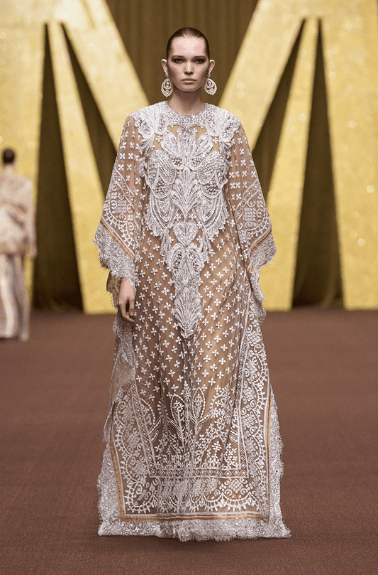 Beige Four Patti Mijwan Kaftan