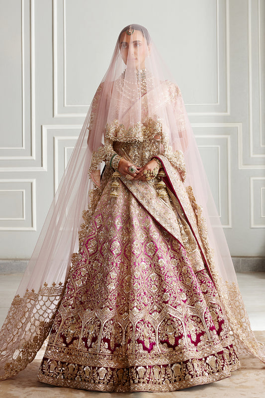 Pink Dual-Tone Badla Lehenga Set