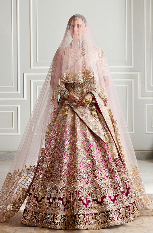 Pink Dual-Tone Badla Lehenga Set