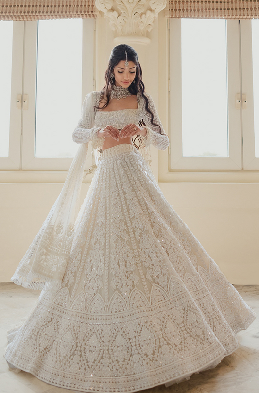 Bride: Alanna Panday Wearing Our Ivory Lehenga Set