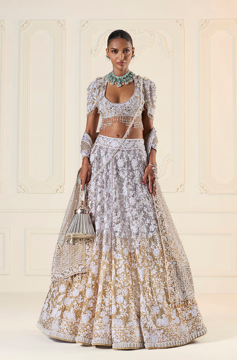 Silver To Gold Ombré Mijwan Lehenga Set