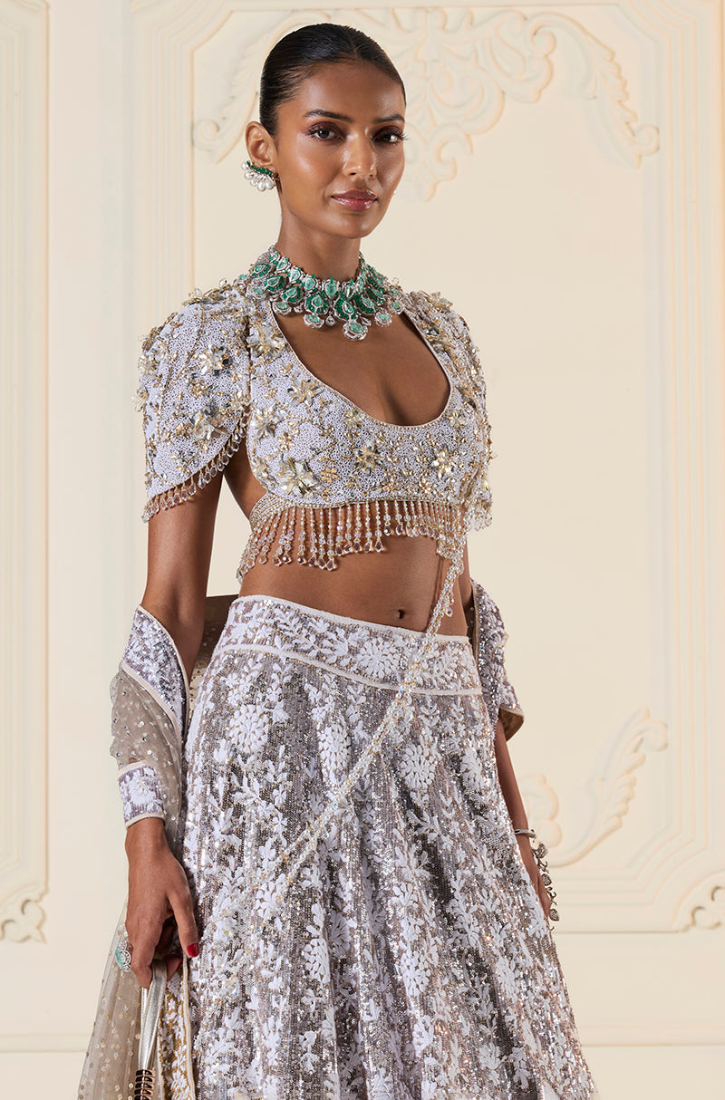 Silver To Gold Ombré Mijwan Lehenga Set