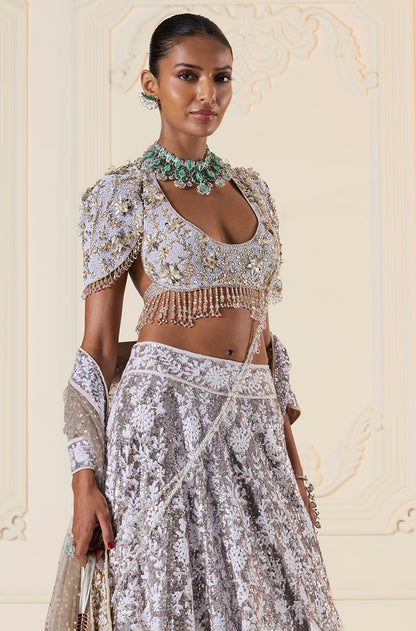 Silver To Gold Ombré Mijwan Lehenga Set