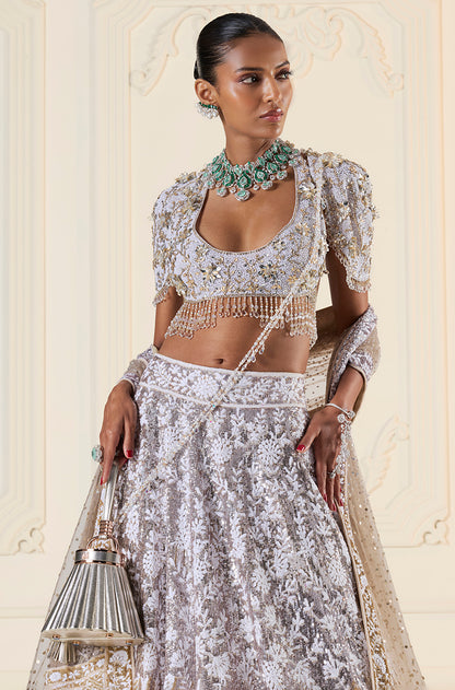 Silver To Gold Ombré Mijwan Lehenga Set