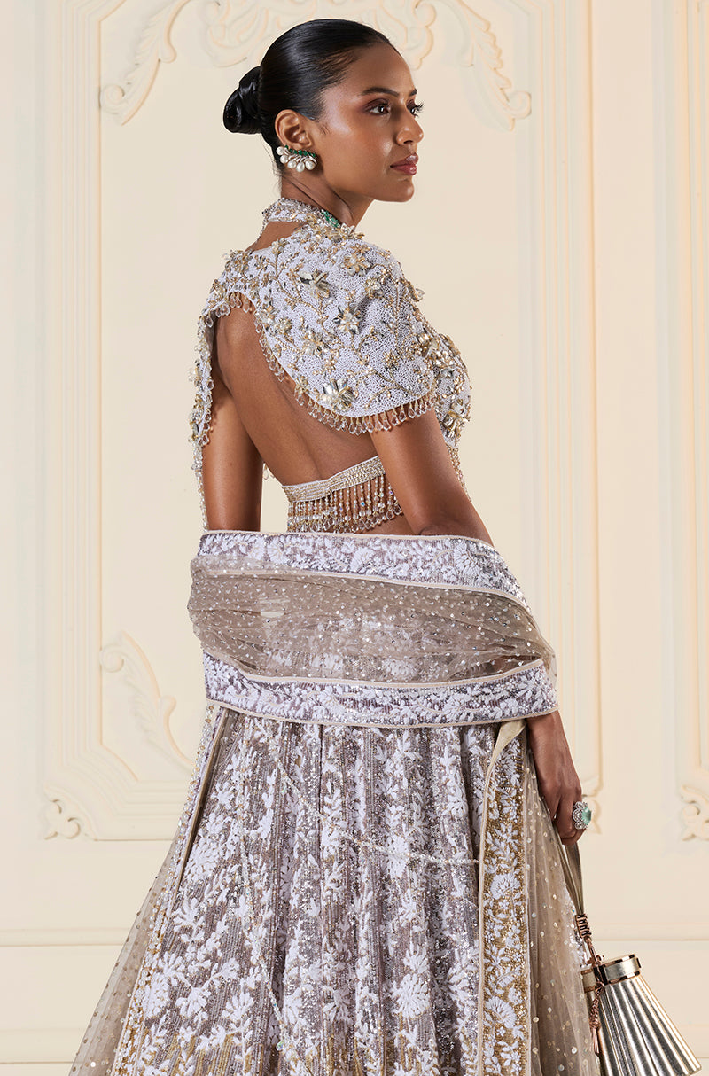 Silver To Gold Ombré Mijwan Lehenga Set