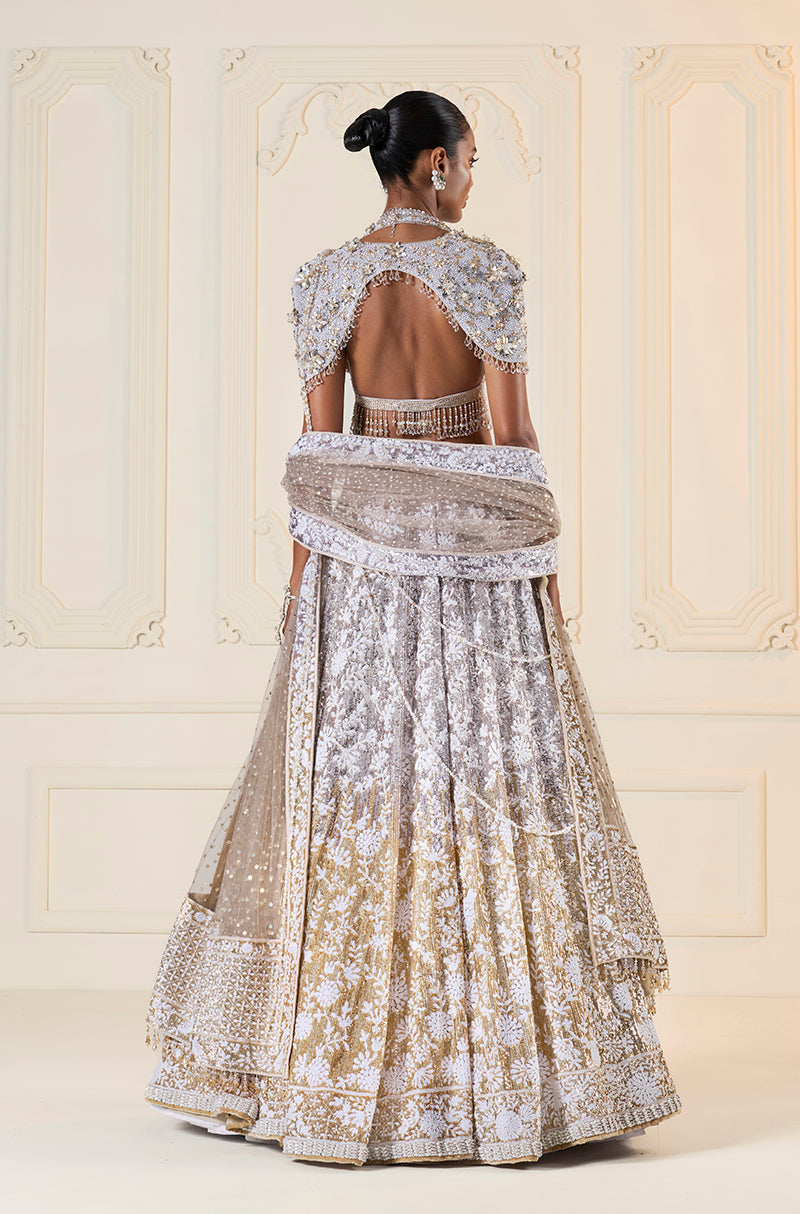 Silver To Gold Ombré Mijwan Lehenga Set