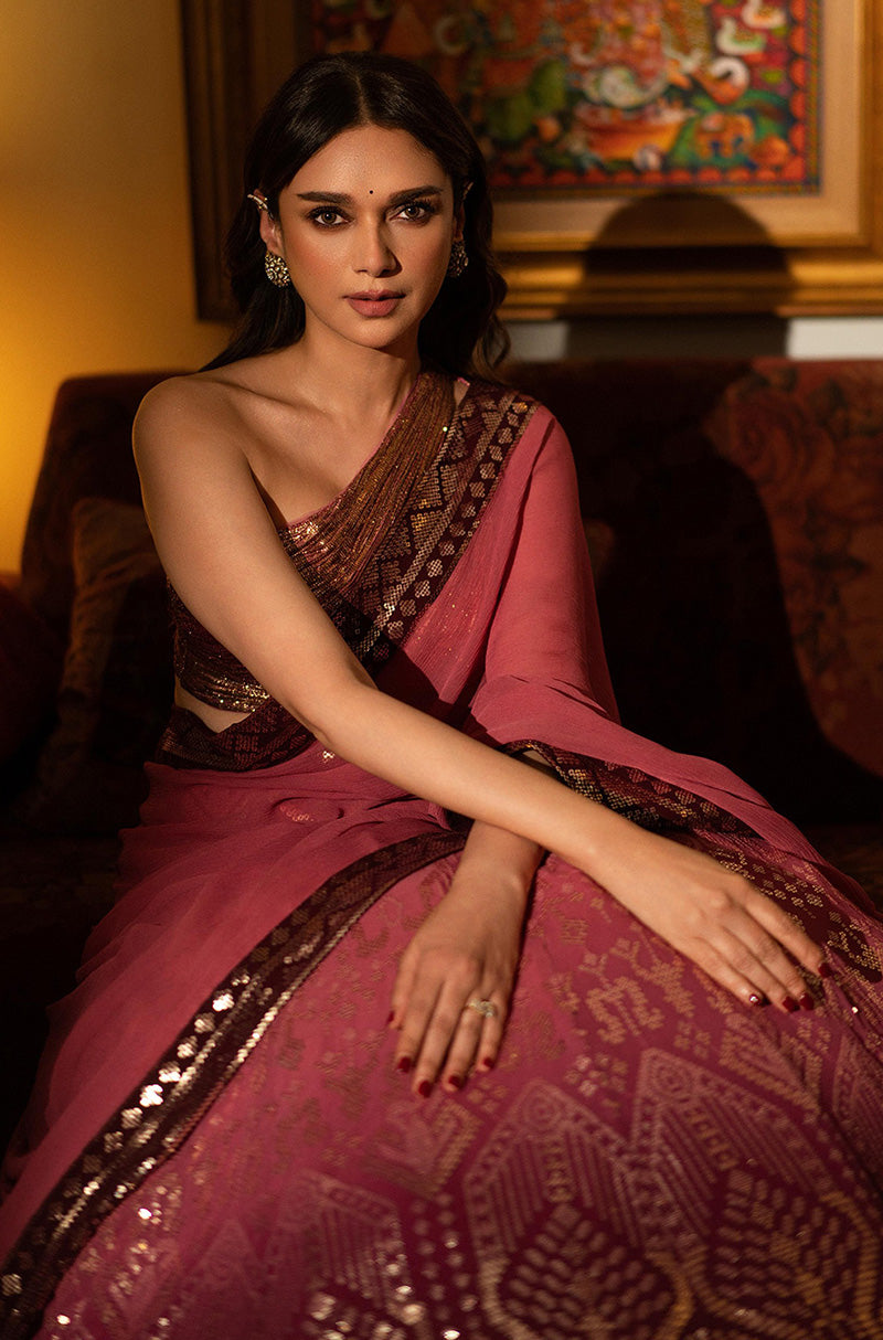 Aditi Rao Hydari in our Old Rose Shaded Lehenga Set